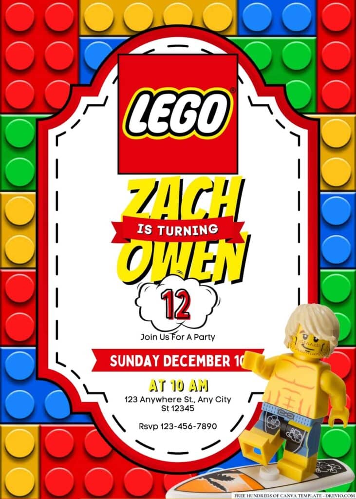 FREE Lego Birthday Invitations