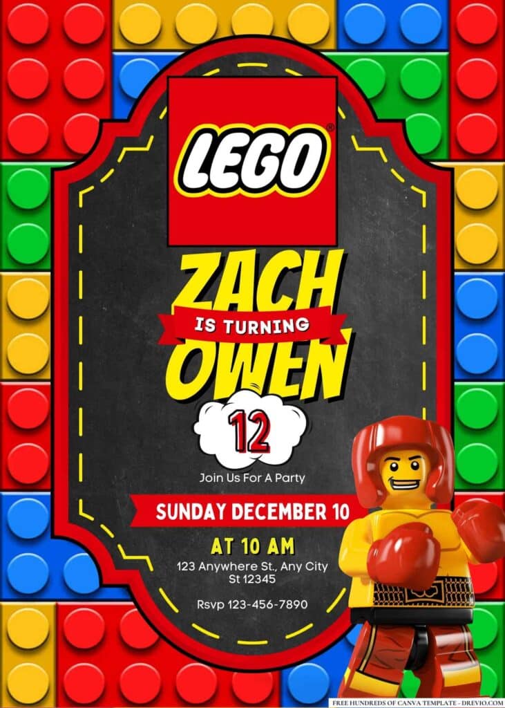 FREE Editable Lego Birthday Invitations