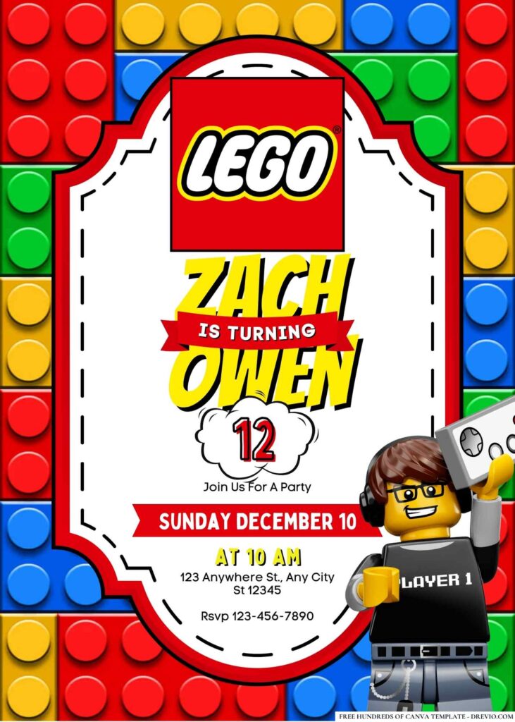 FREE Lego Birthday Invitations