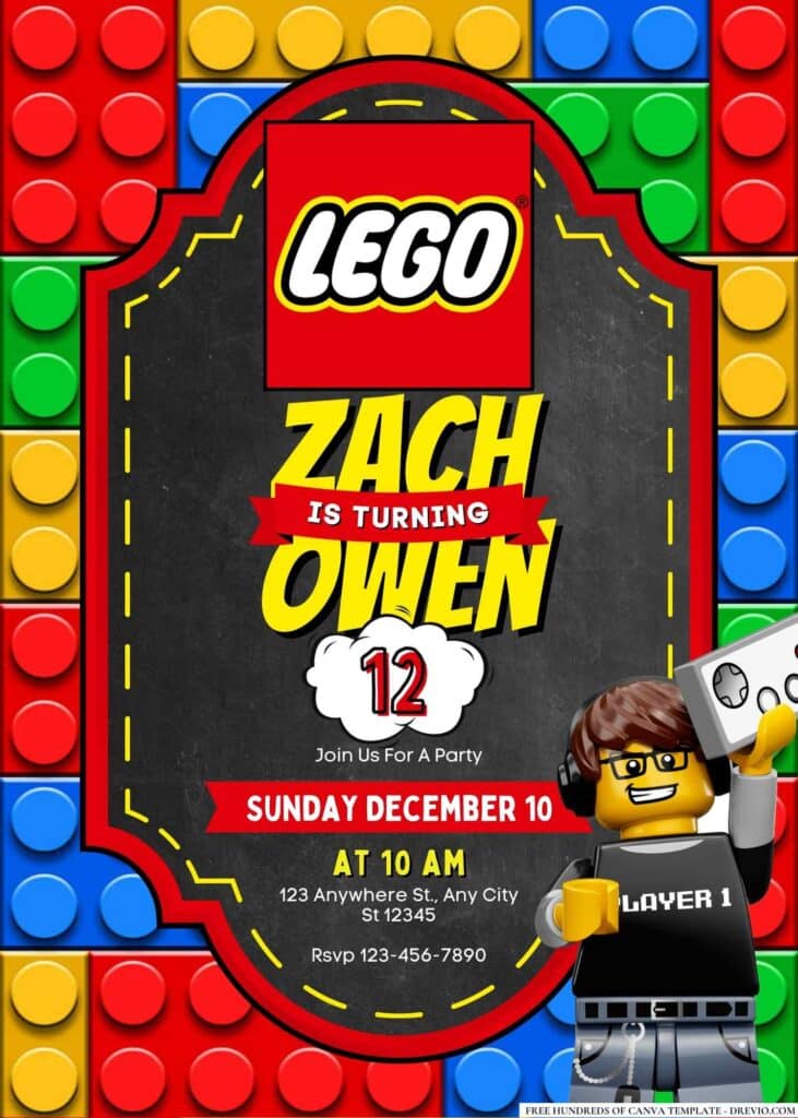 FREE Lego Birthday Invitations