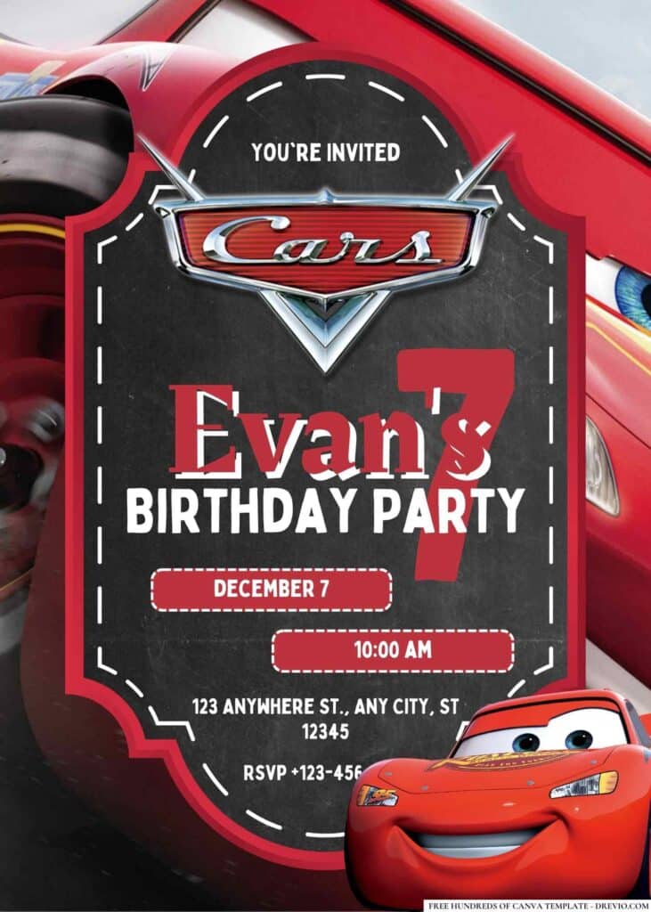 FREE Lightning McQueen Birthday Invitations