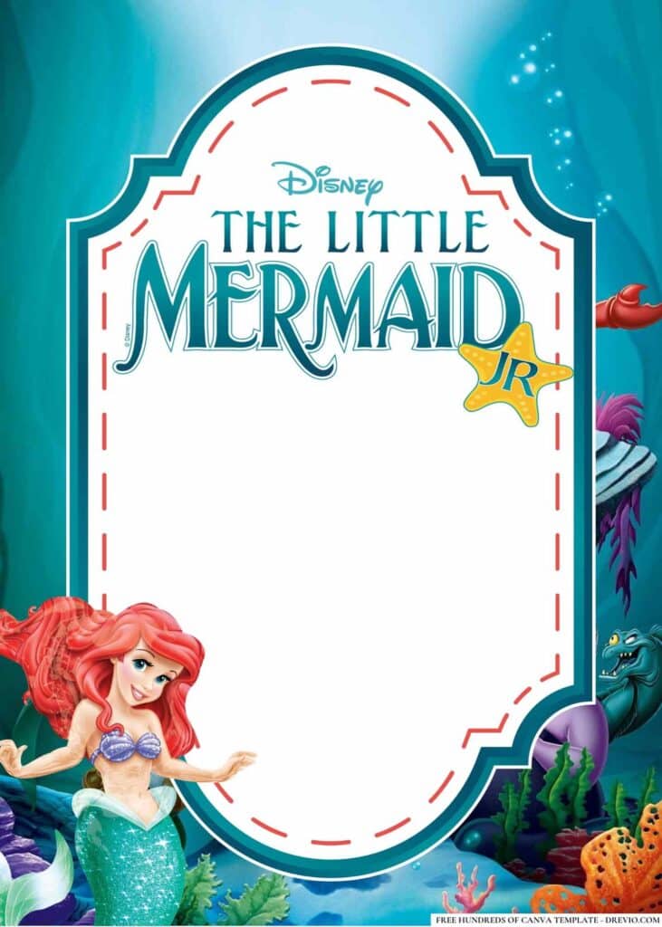 FREE Little Mermaid Birthday Canva Templates 10