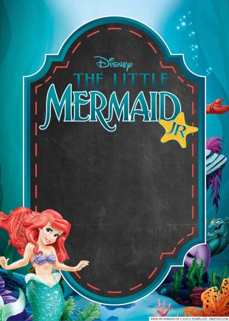 FREE Little Mermaid Birthday Canva Templates 12