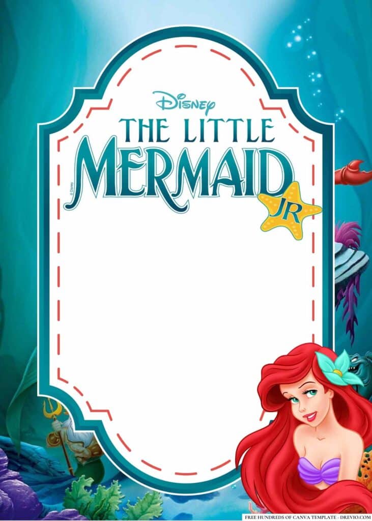 FREE Little Mermaid Birthday Canva Templates 14