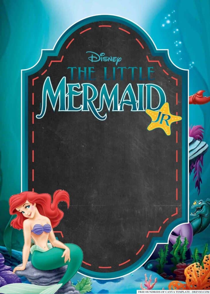 FREE Little Mermaid Birthday Canva Templates 8