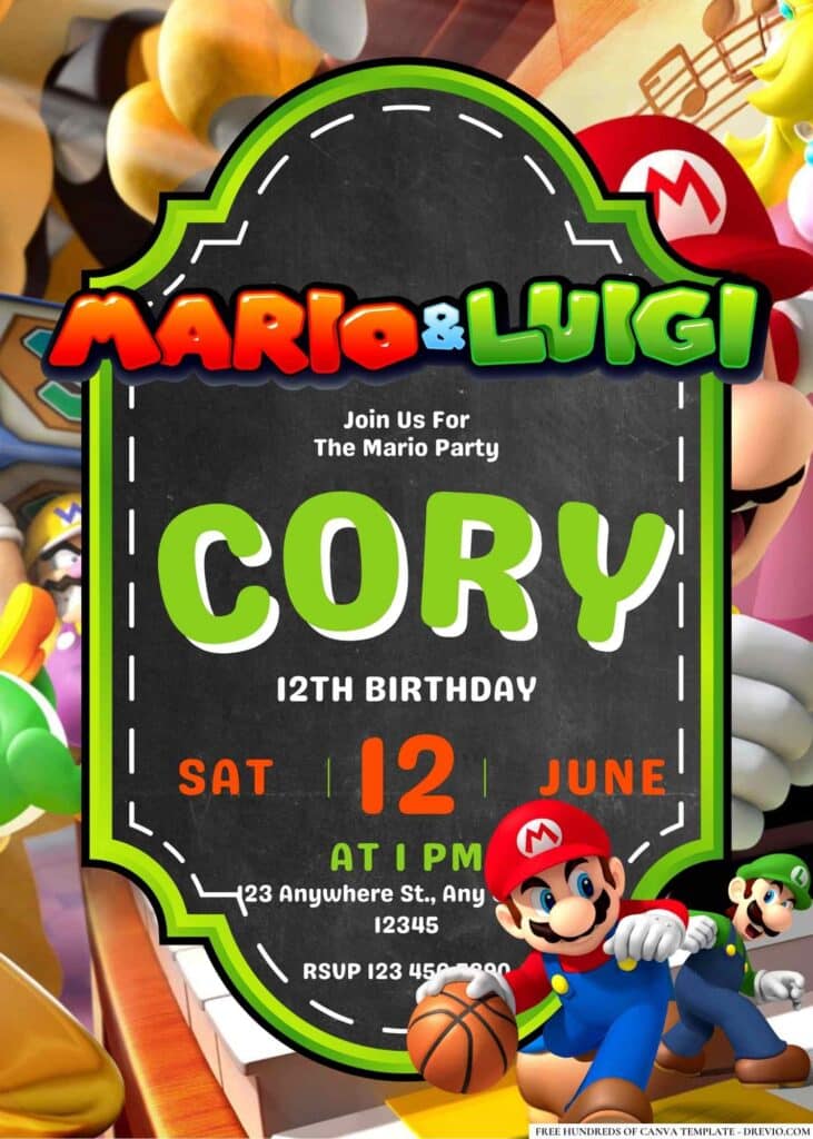 FREE Mario and Luigi Birthday Invitations