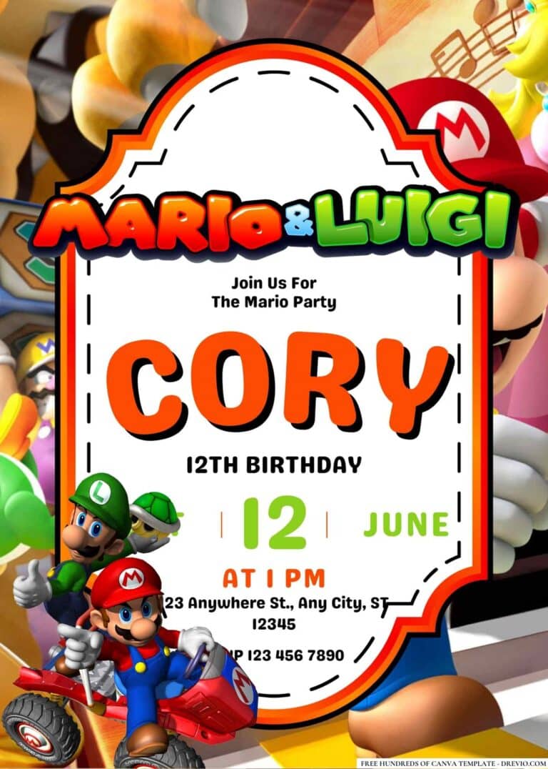 FREE Mario and Luigi Birthday Invitations