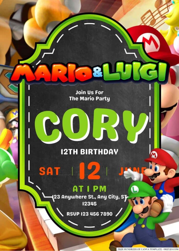 FREE Mario and Luigi Birthday Invitations