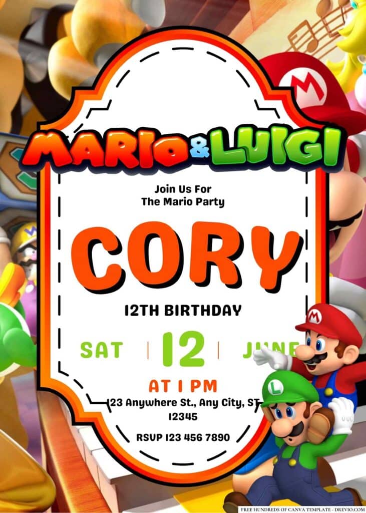 FREE Editable Mario and Luigi Birthday Invitations
