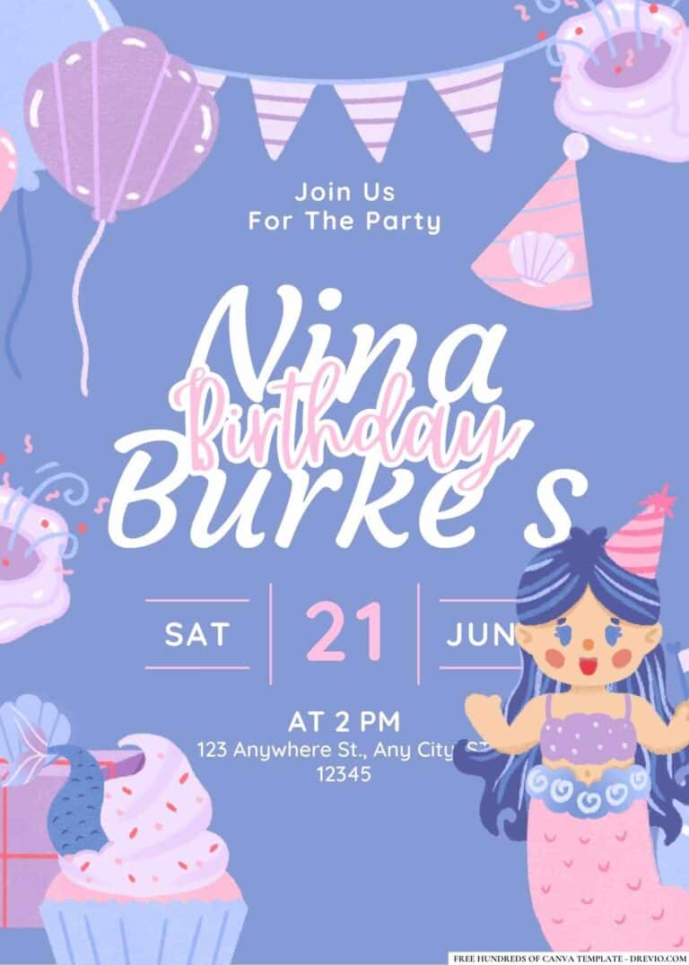 FREE Mermaid Birthday Invitations