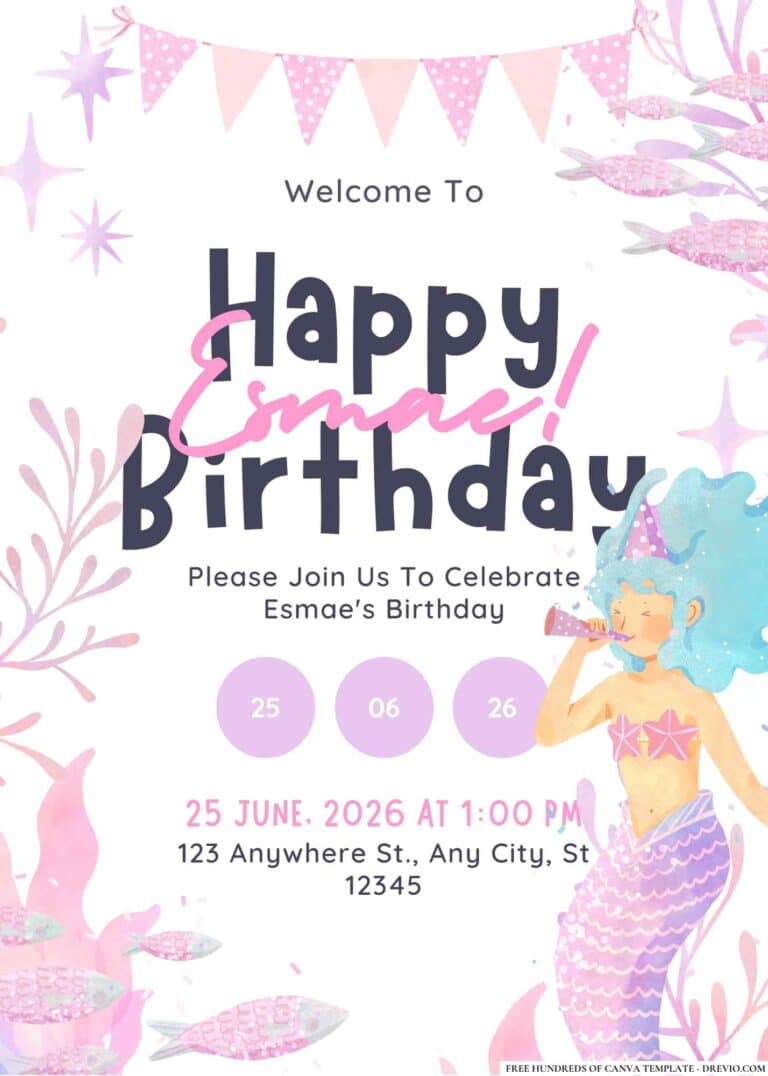 FREE Mermaid Birthday Invitations
