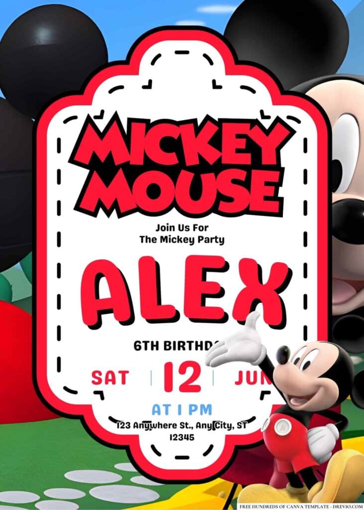 FREE Mickey Mouse Birthday Canva Templates 1
