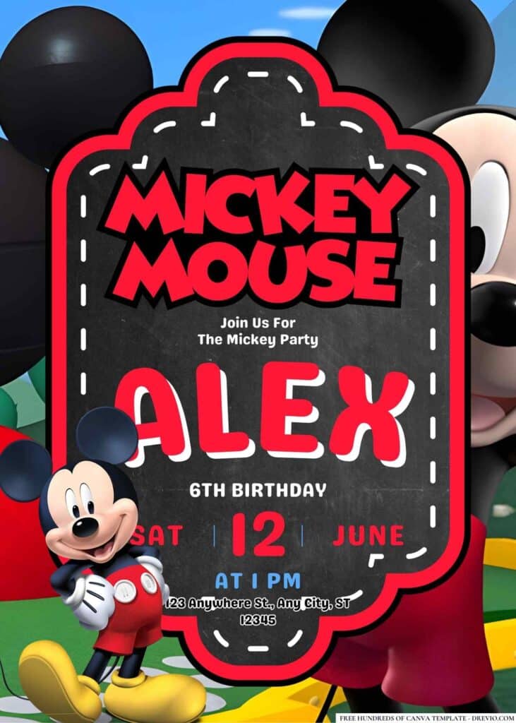 FREE Mickey Mouse Birthday Canva Templates 11 1