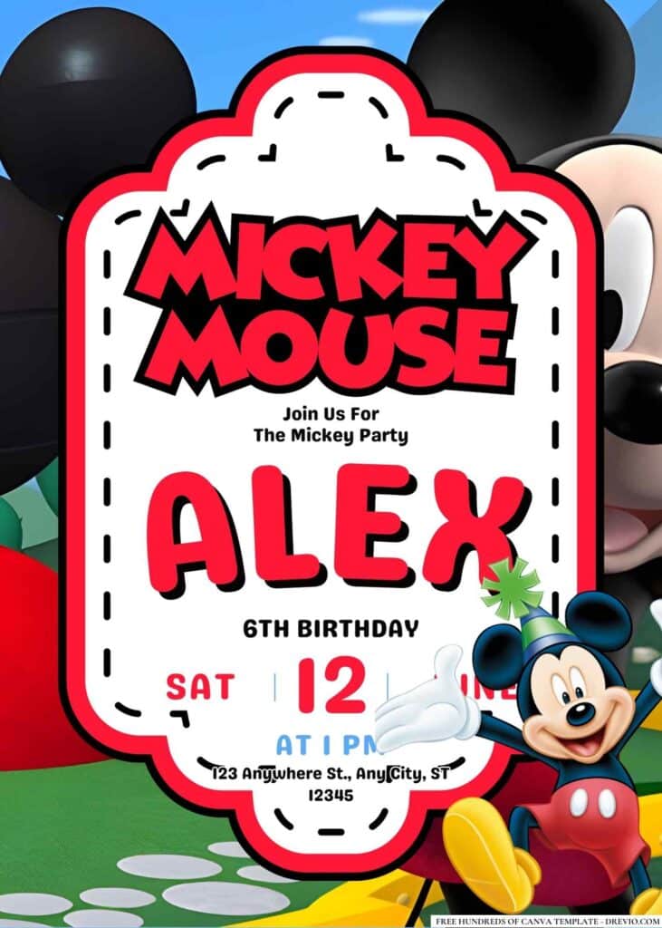 FREE Mickey Mouse Birthday Canva Templates 13 1