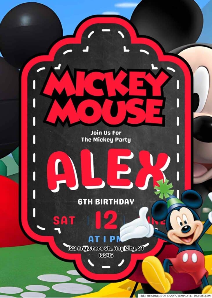 FREE Mickey Mouse Birthday Canva Templates 15 1
