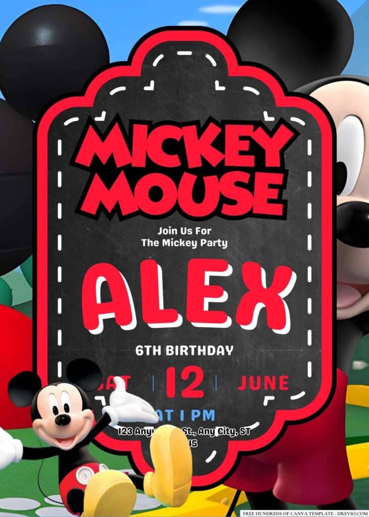 FREE Mickey Mouse Birthday Canva Templates 7 1