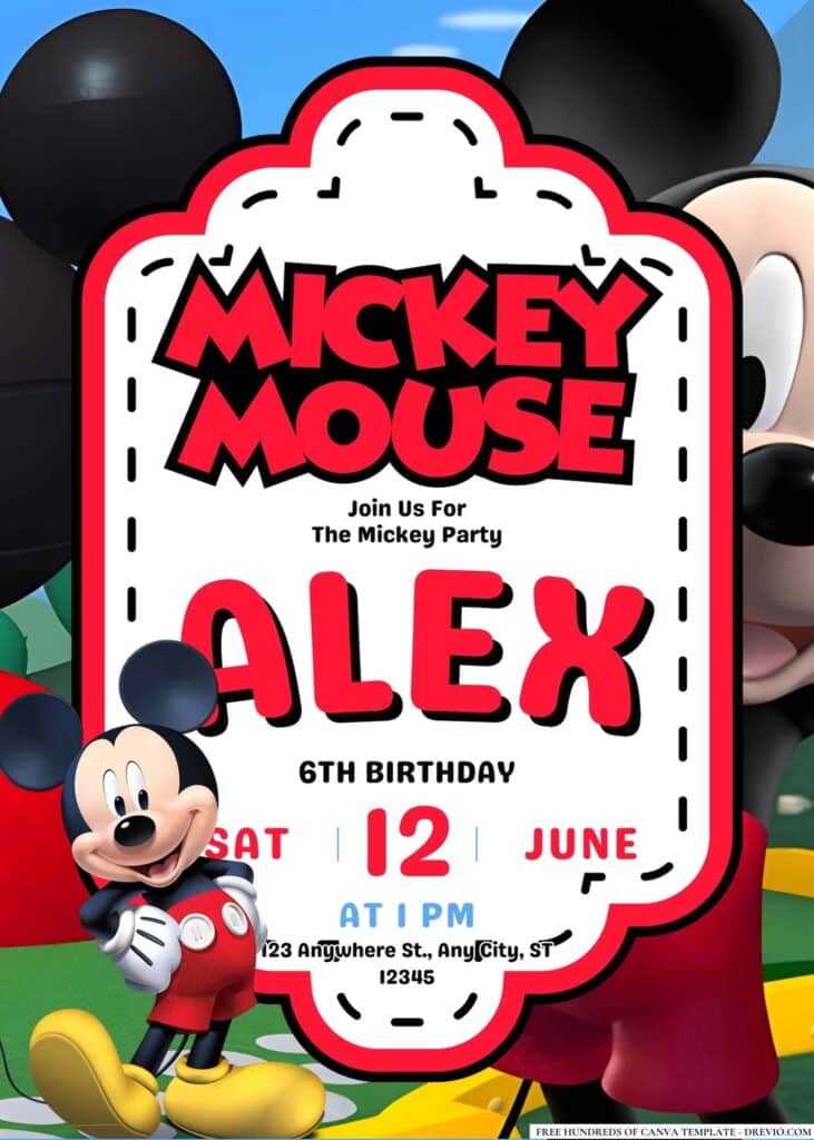 FREE Mickey Mouse Birthday Canva Templates 9