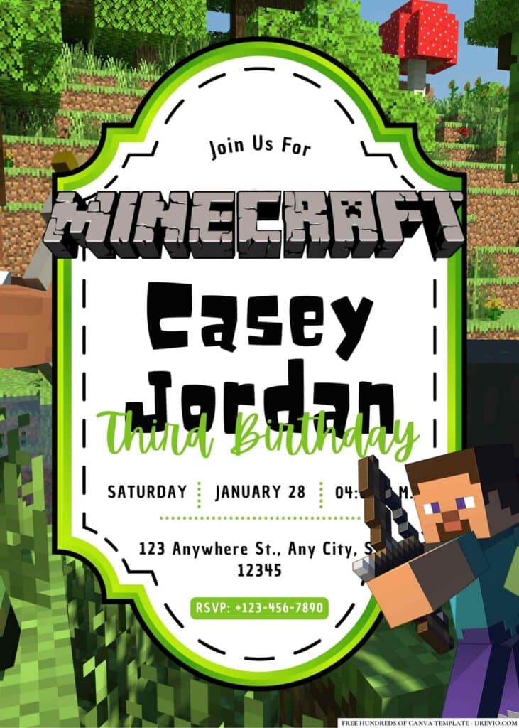 FREE Minecraft Birthday Invitations