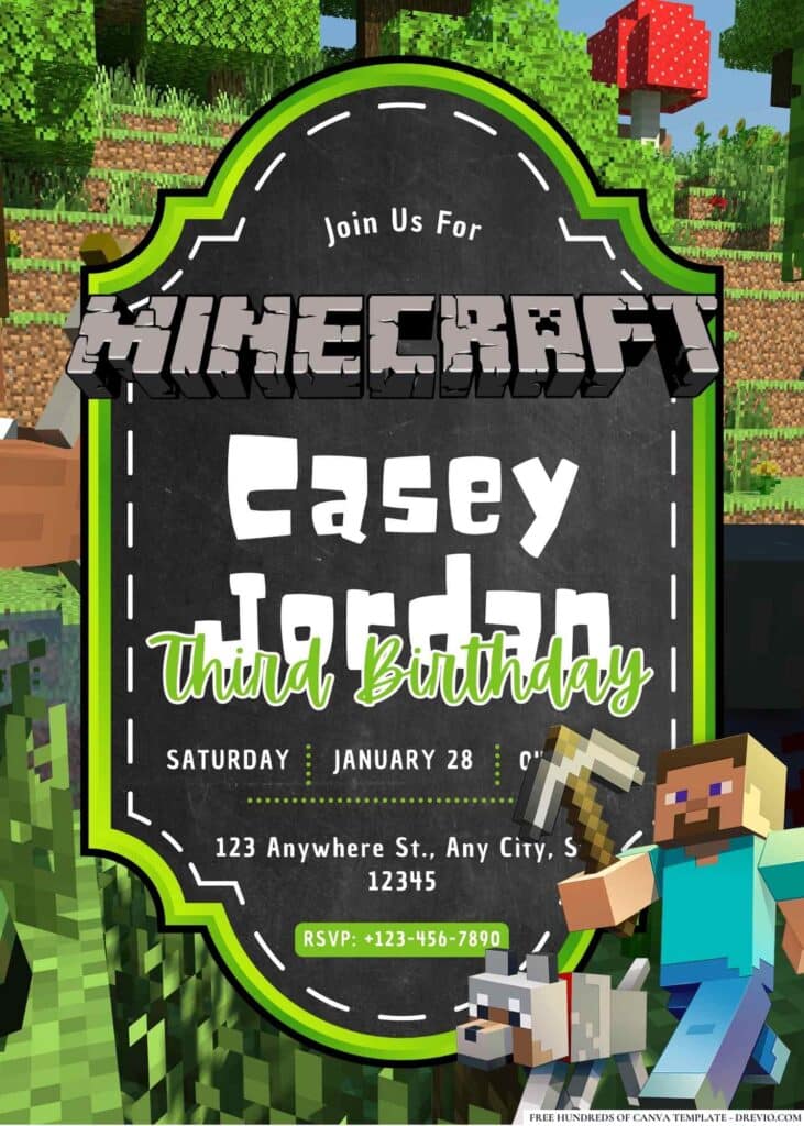 FREE Minecraft Birthday Invitations