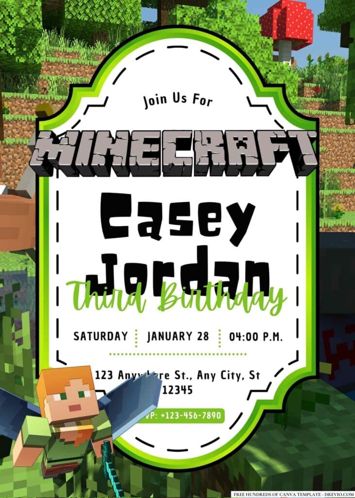 FREE Minecraft Birthday Invitations