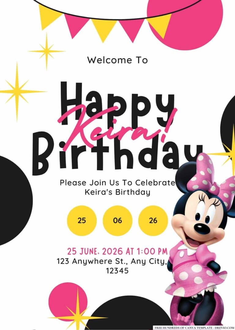 FREE Minnie Mouse Birthday Invitations
