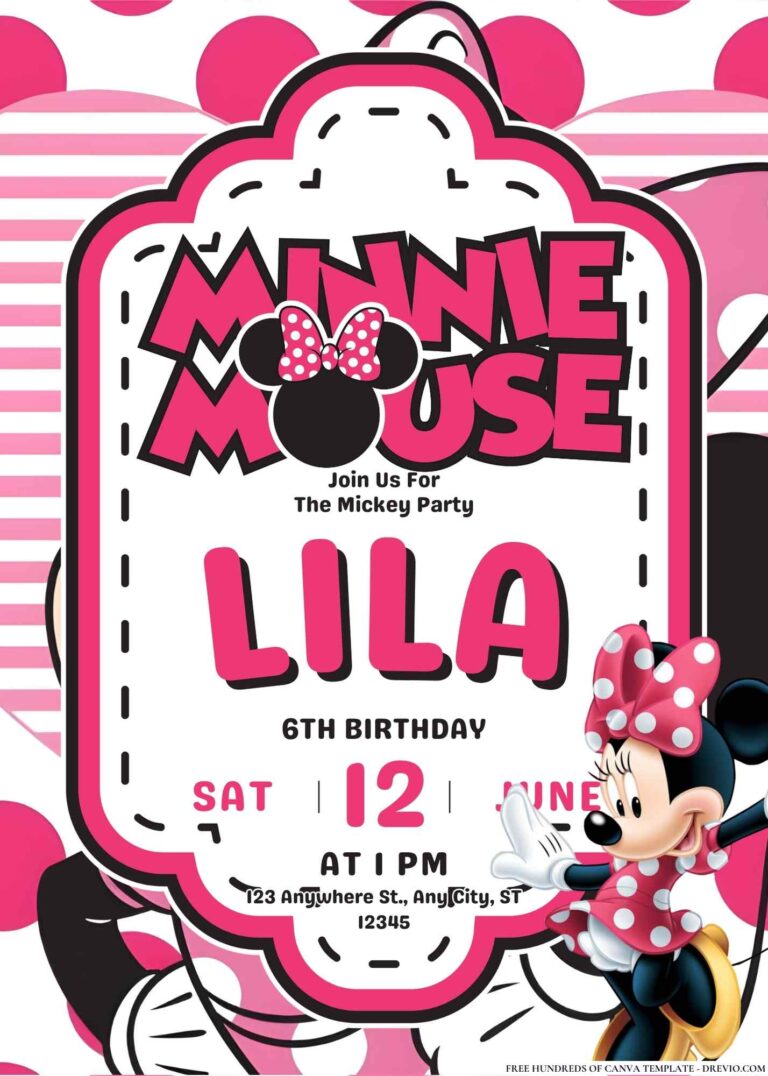 FREE Minnie Mouse Birthday Invitations