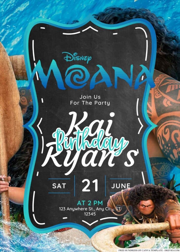 FREE Moana Birthday Invitations