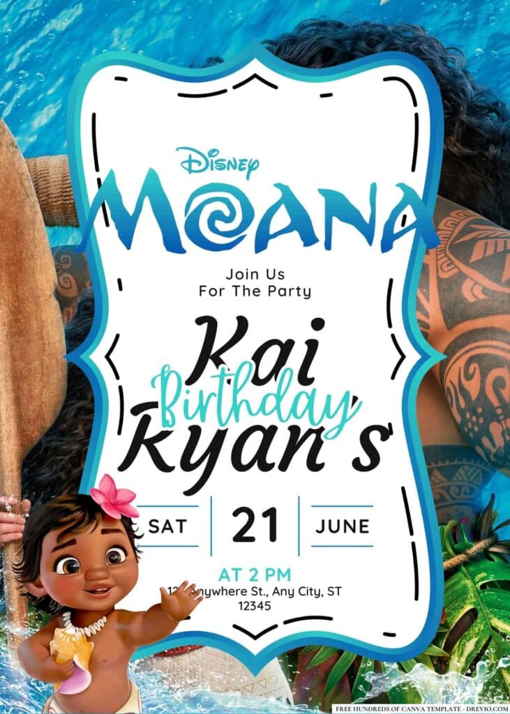 FREE Moana Birthday Invitations