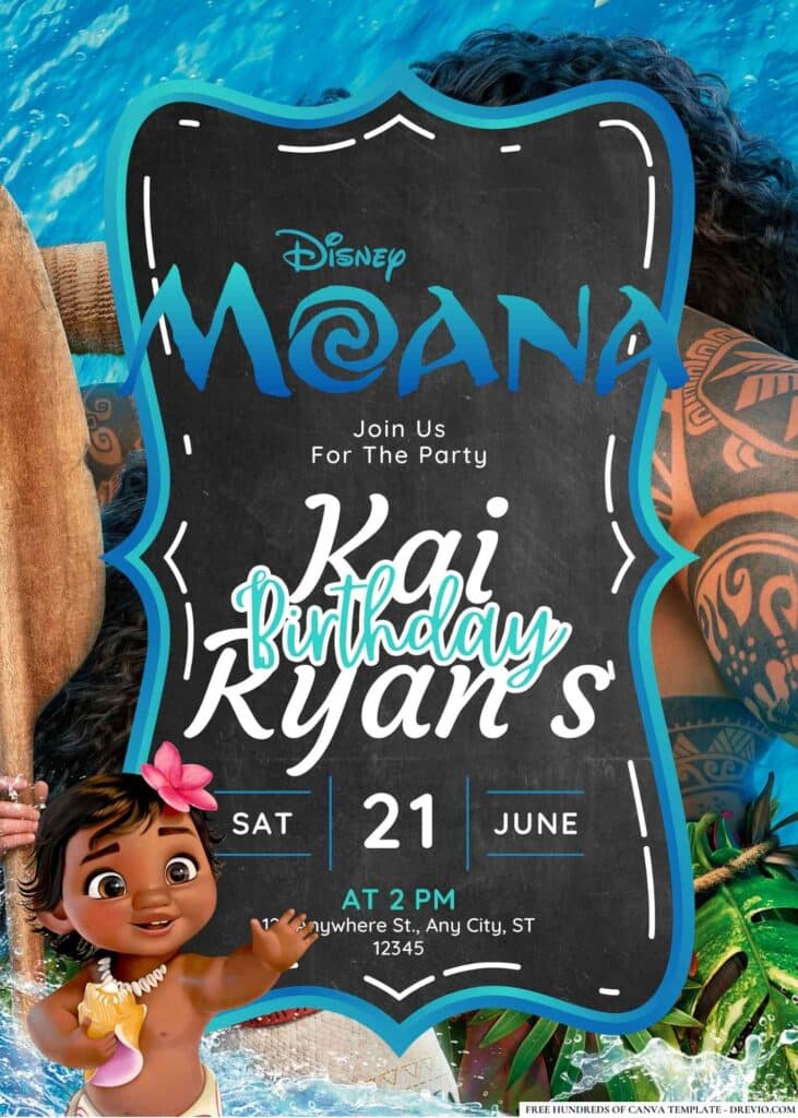 FREE Moana Birthday Invitations