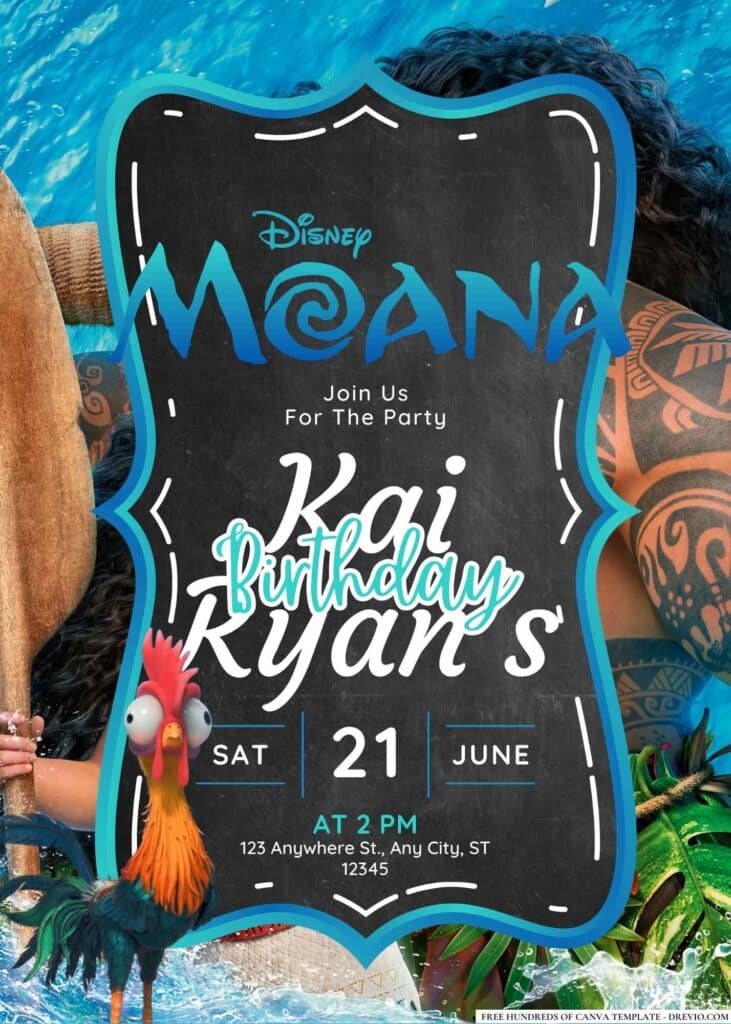 FREE Moana Birthday Invitations