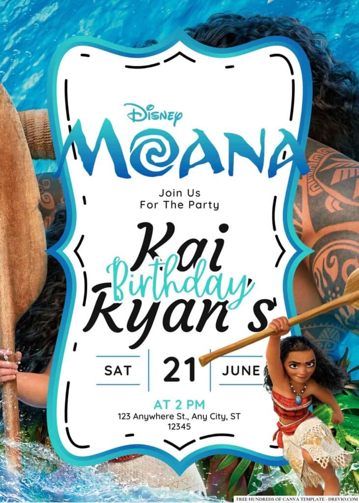 FREE Moana Birthday Invitations