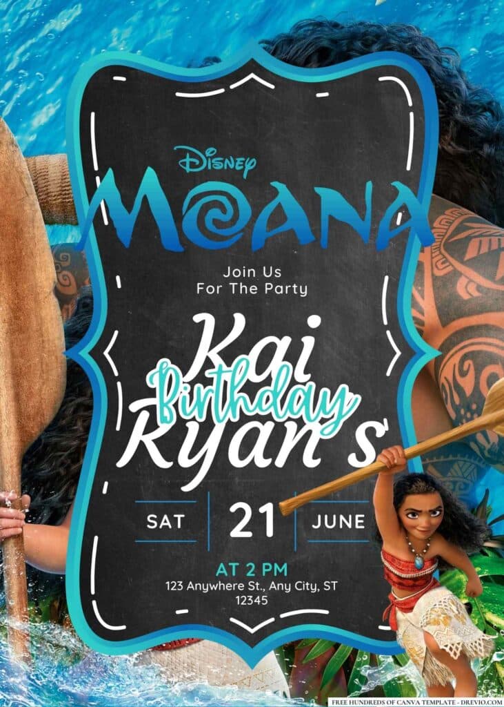 FREE Moana Birthday Invitations