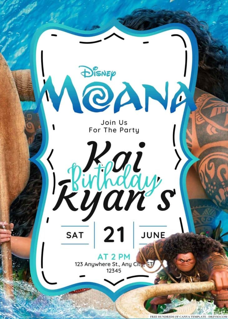 FREE Moana Birthday Invitations