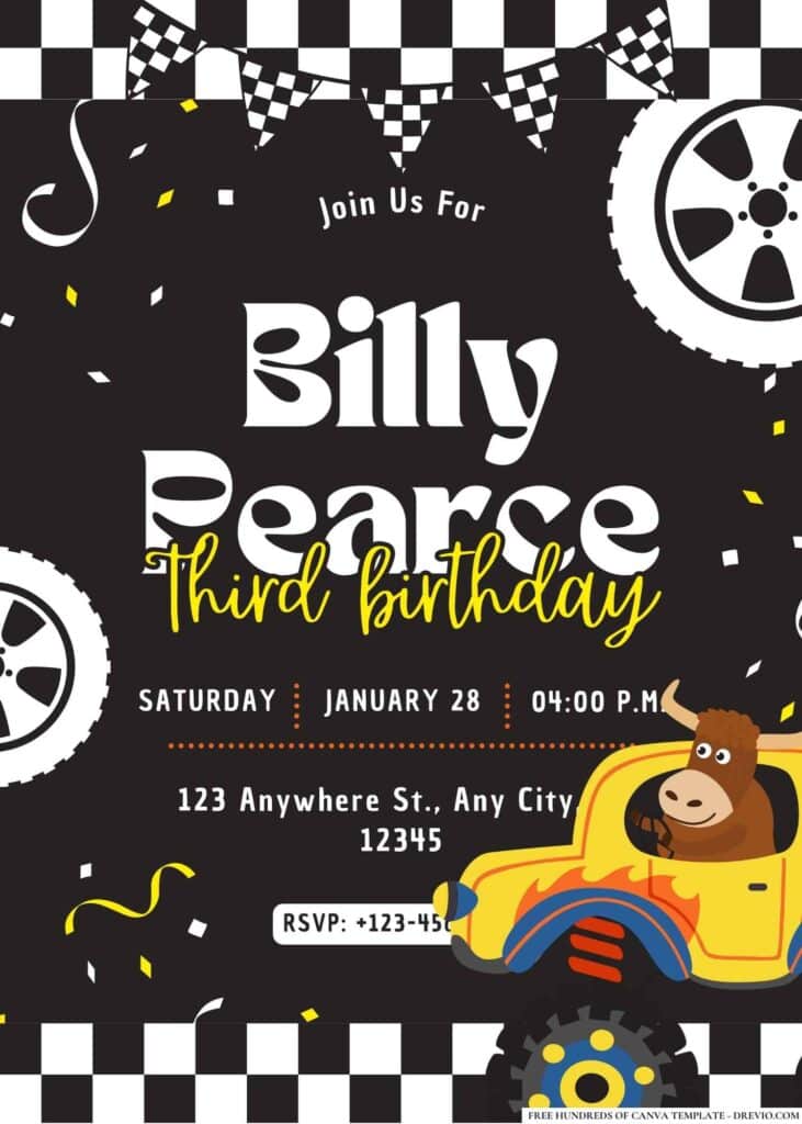 FREE Monster Truck Birthday Invitations