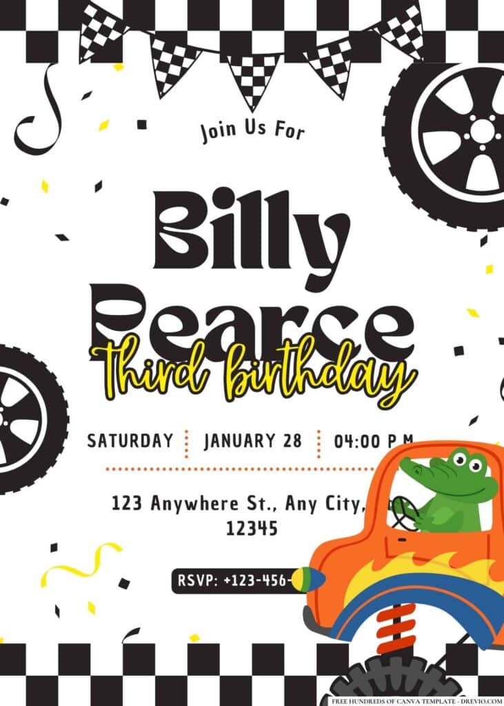 FREE Monster Truck Birthday Invitations