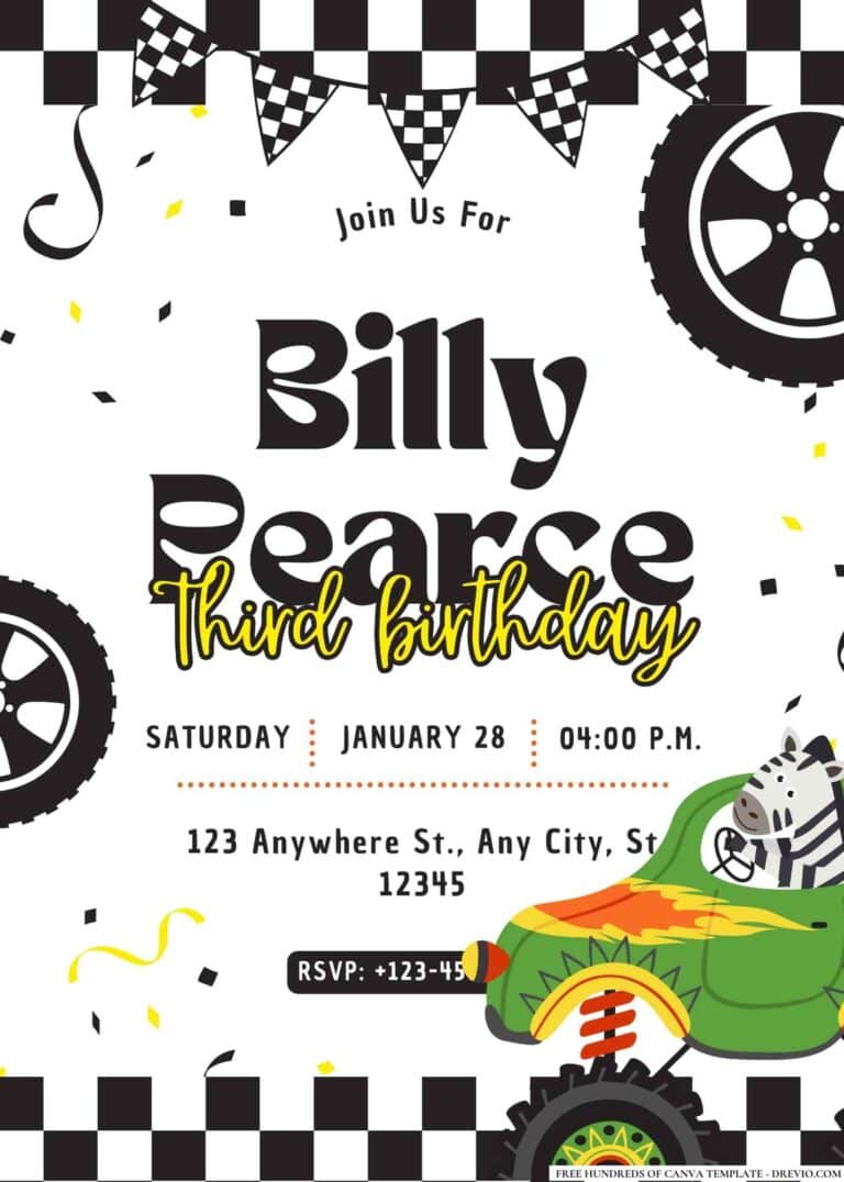 FREE Monster Truck Birthday Invitations