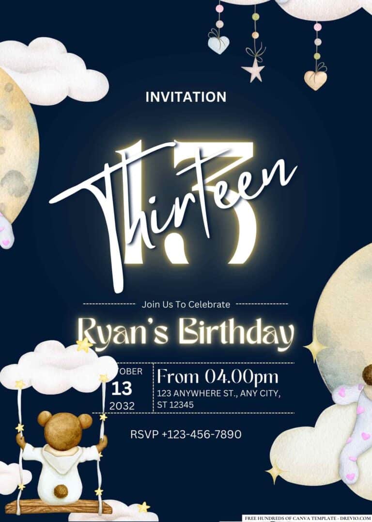 FREE Moon and Stars Birthday Invitations