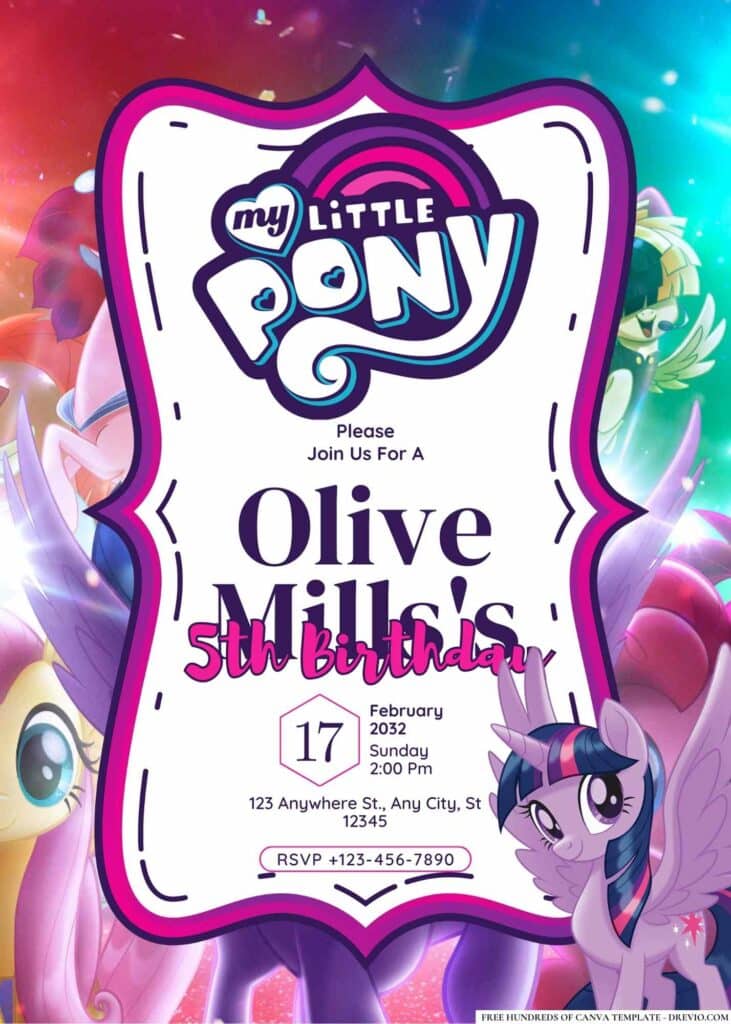 FREE My Little Pony Birthday Invitation