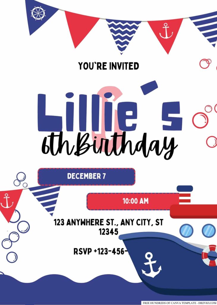 FREE Nautical Birthday Invitations