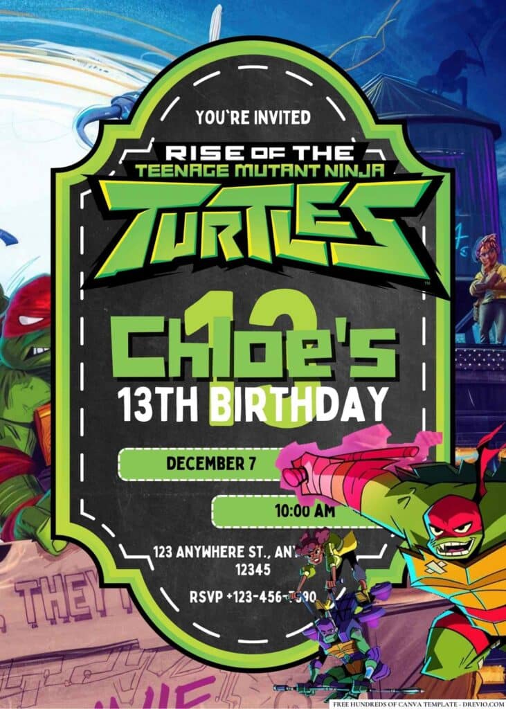FREE Ninja Turtle Birthday Invitations
