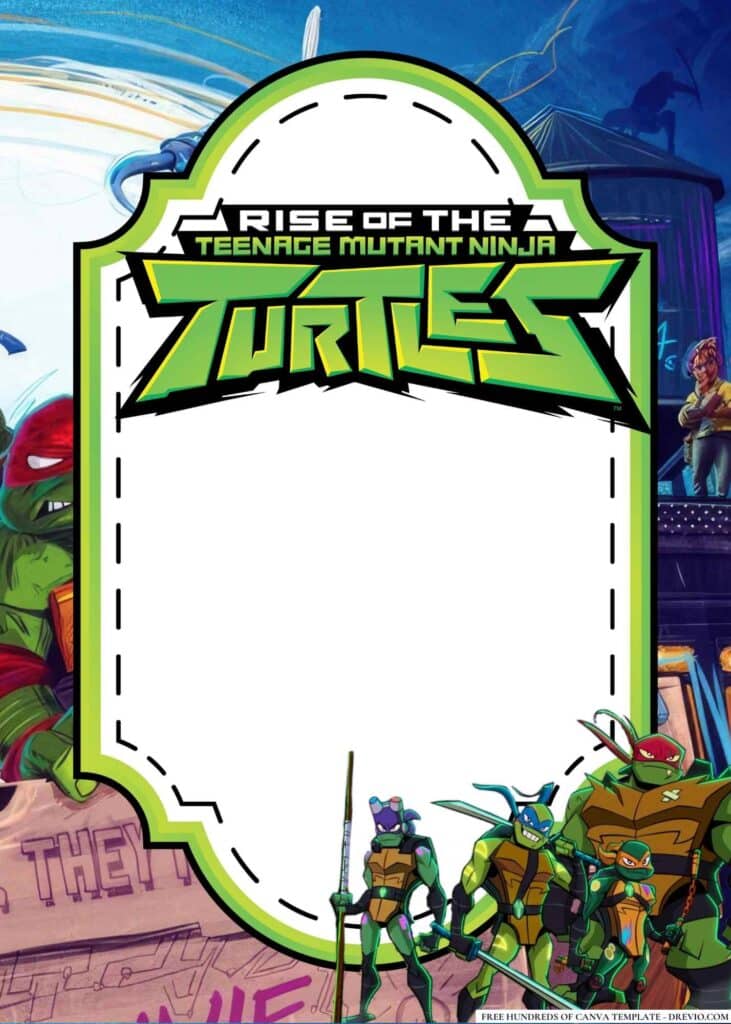 FREE Ninja Turtle Birthday Canva Templates 14 1