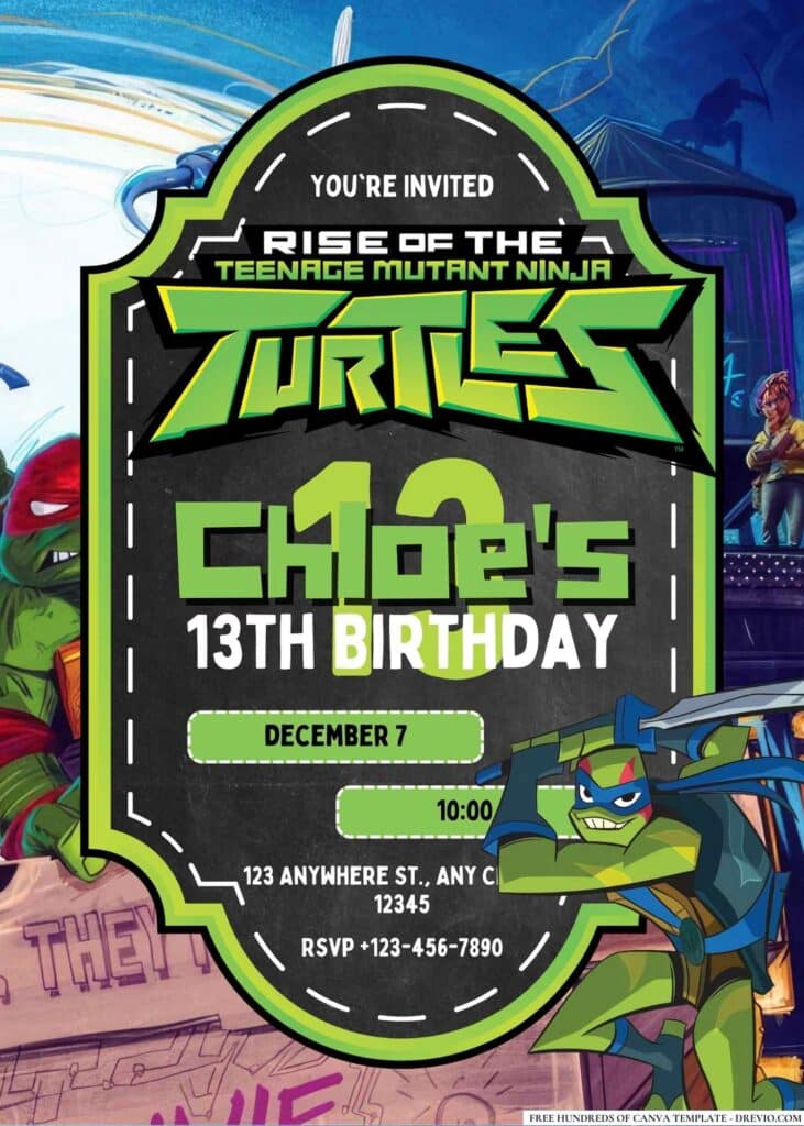 FREE Editable Ninja Turtle Birthday Invitations