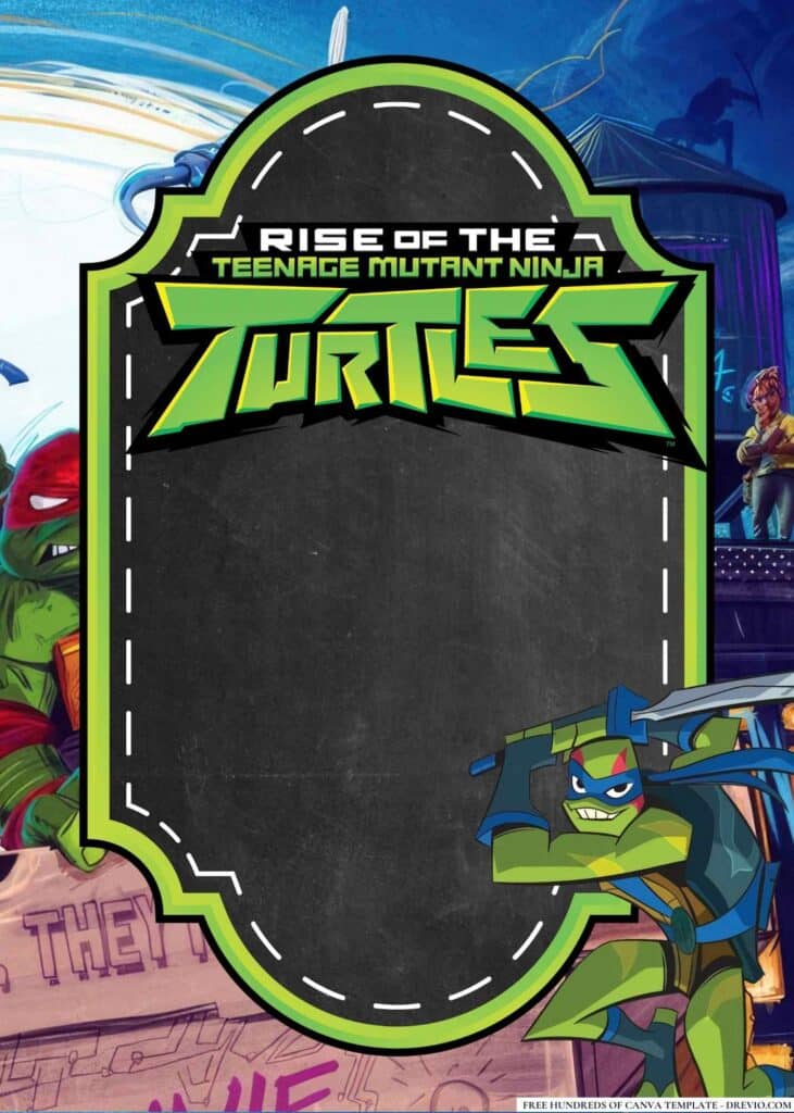 FREE Ninja Turtle Birthday Canva Templates 4 1