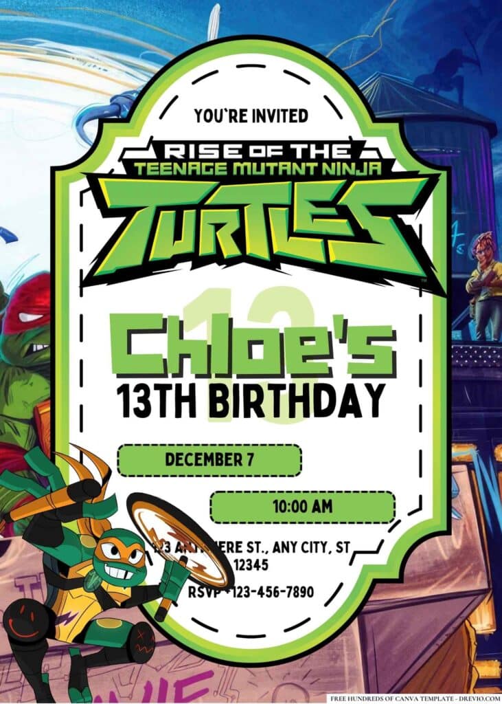 FREE Ninja Turtle Birthday Invitations
