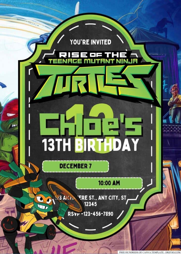 FREE Ninja Turtle Birthday Invitations
