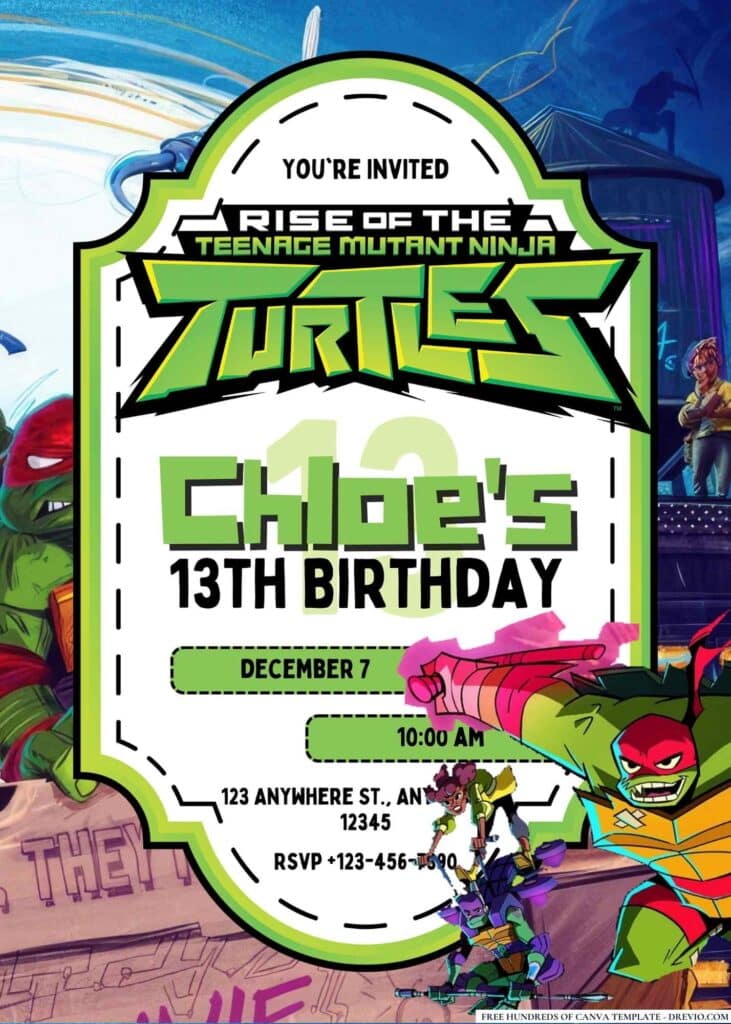 FREE Ninja Turtle Birthday Invitations