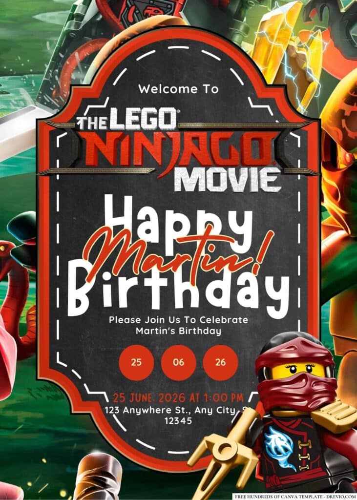 FREE Ninjago Birthday Invitations