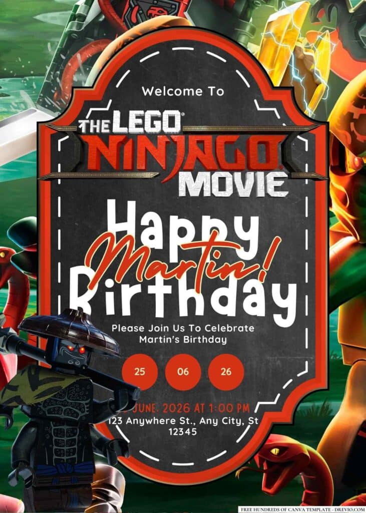 FREE Ninjago Birthday Invitations