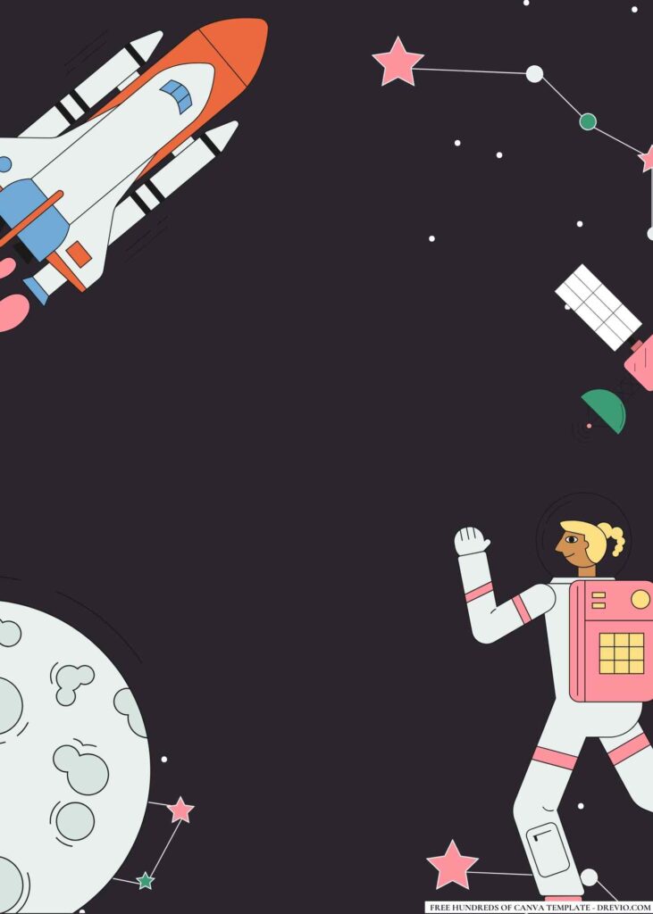 FREE Outer Space Explorers Birthday Canva Templates 4