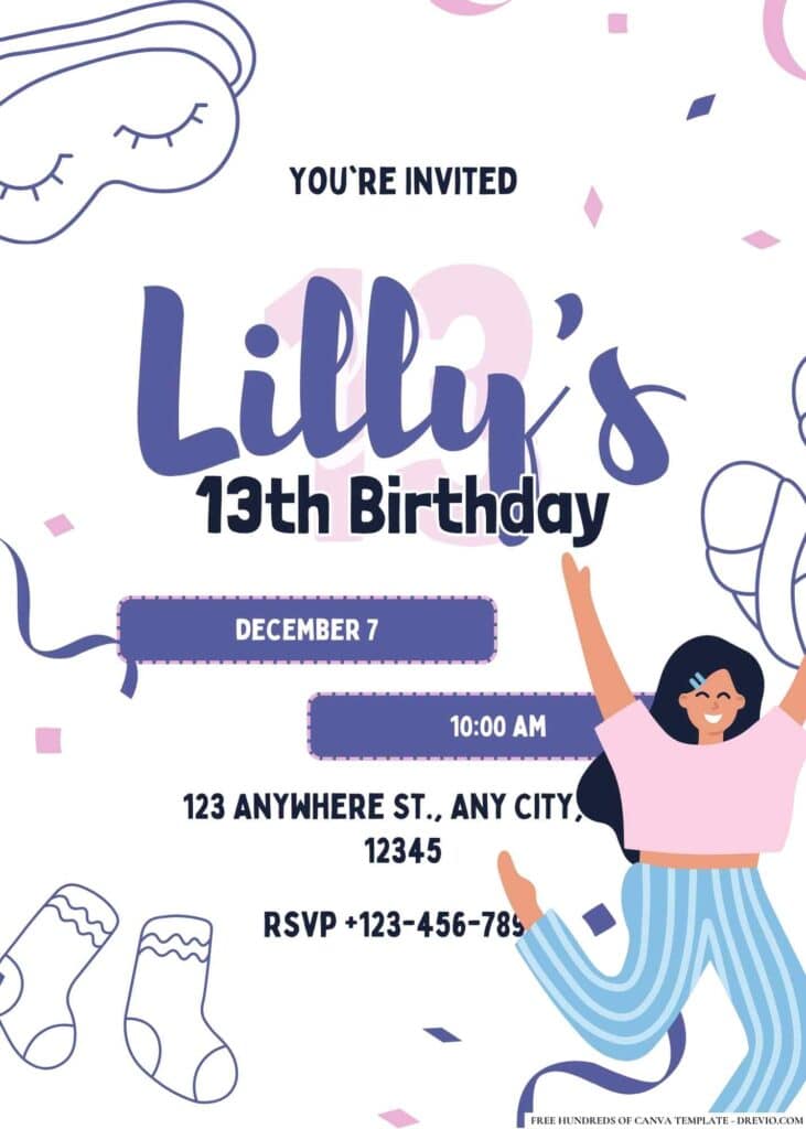 FREE Party Sleepover Birthday Invitations